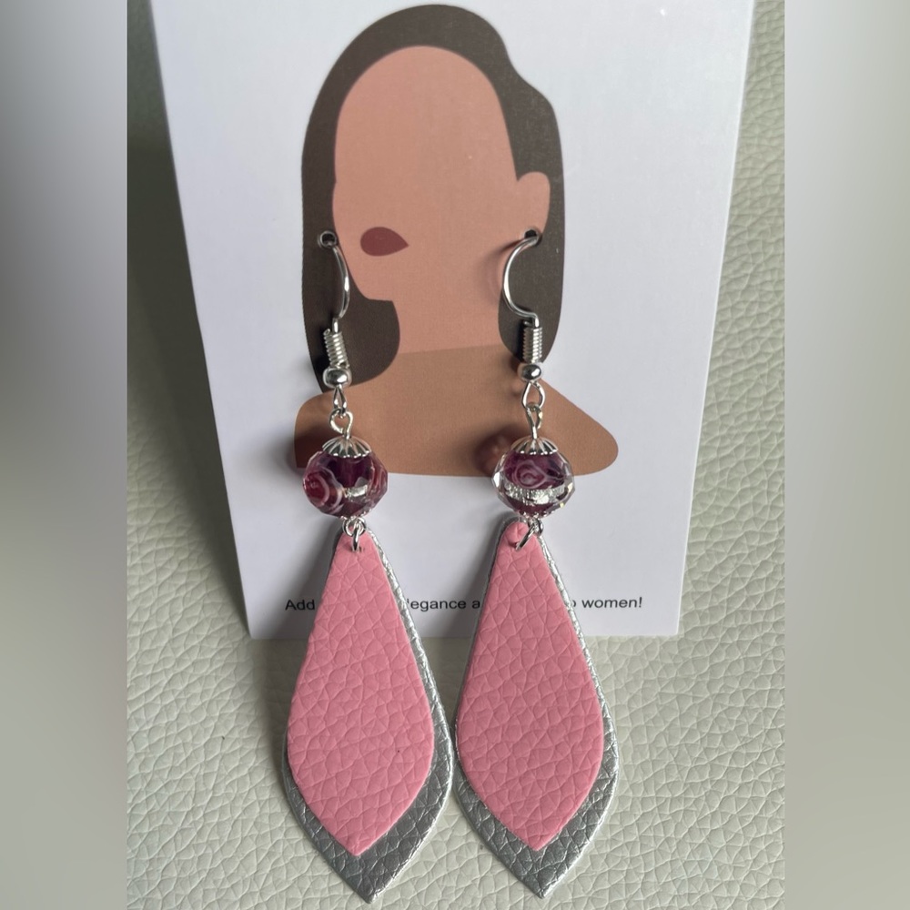 Floral & Faux Leather Earrings